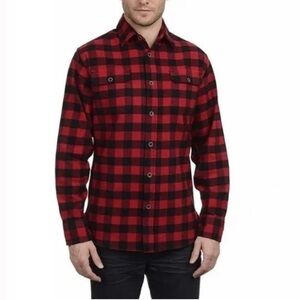 JACHS Men's Brawny Flannel Shirt Red Buffalo Check Size XXL